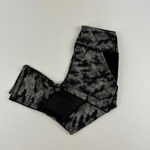Reebok Leggings Womens Small Gray Camo Mesh Leg